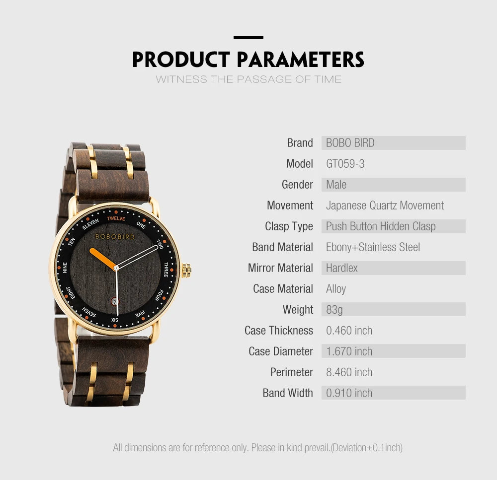 Man's BOBO BIRD Wooden Quartz Watch
