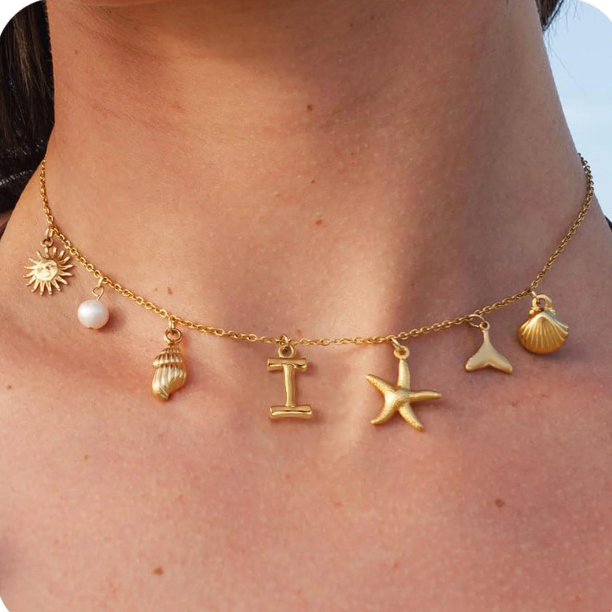 Axa Gold-Plated Multi-Charm Necklace