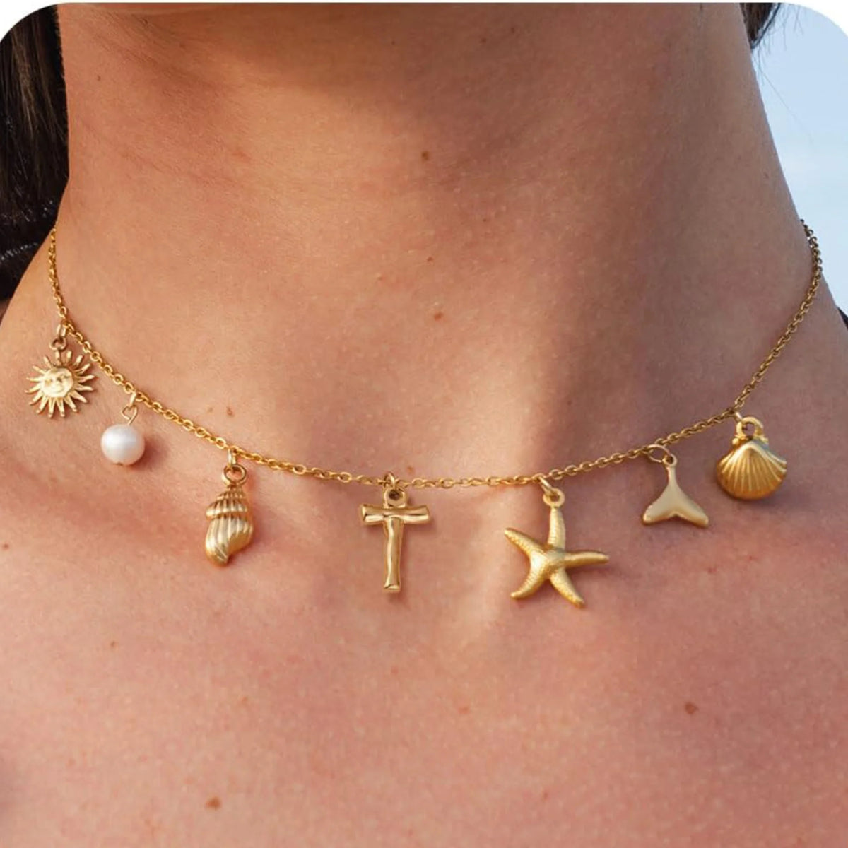 Axa Gold-Plated Multi-Charm Necklace