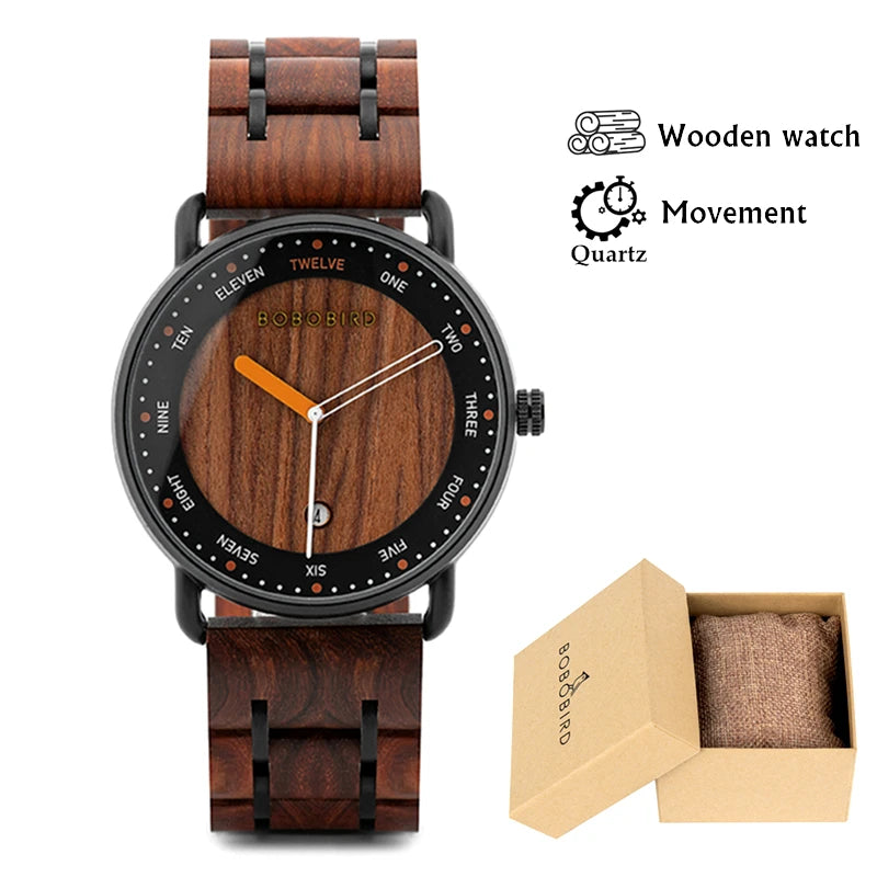 Man's BOBO BIRD Wooden Quartz Watch