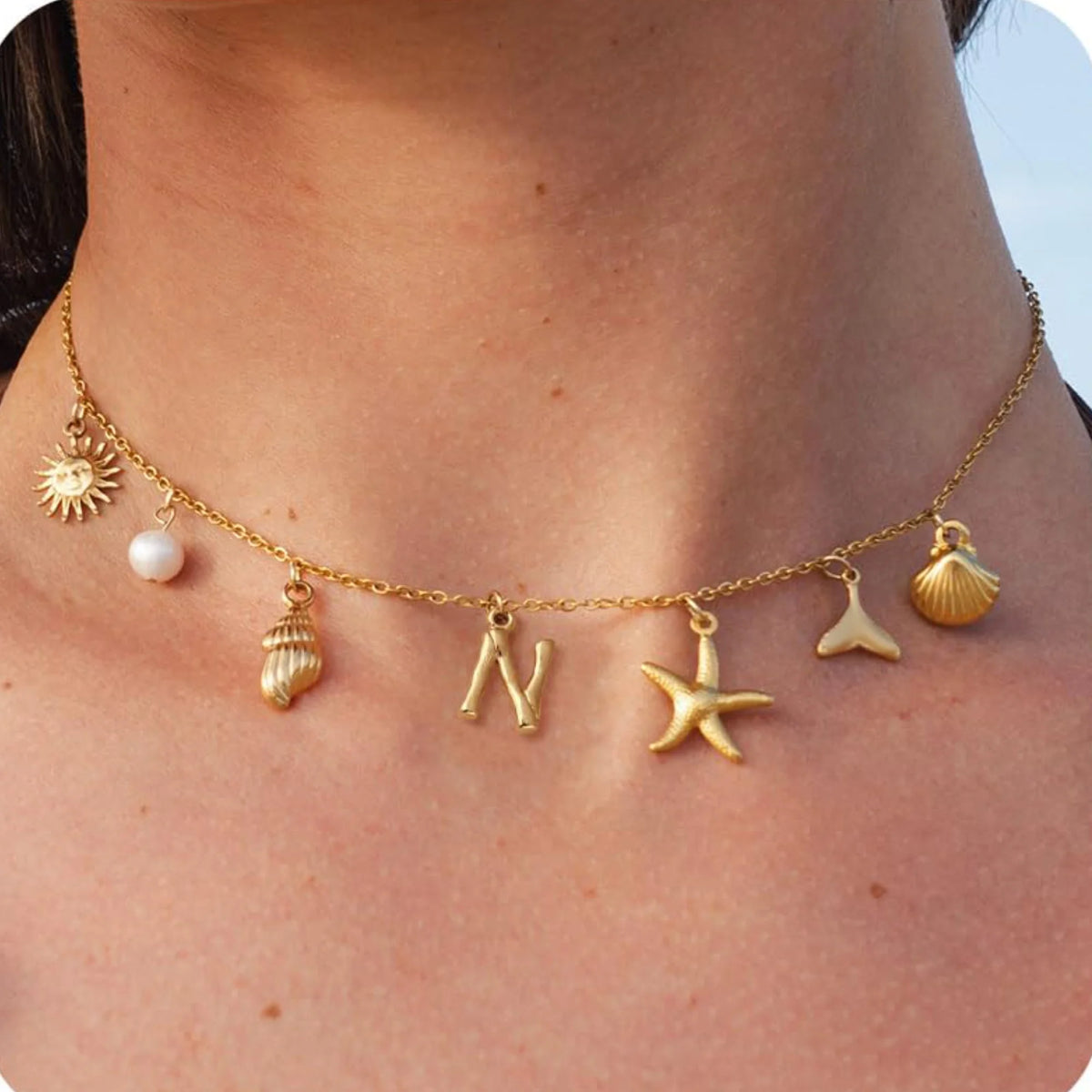 Axa Gold-Plated Multi-Charm Necklace