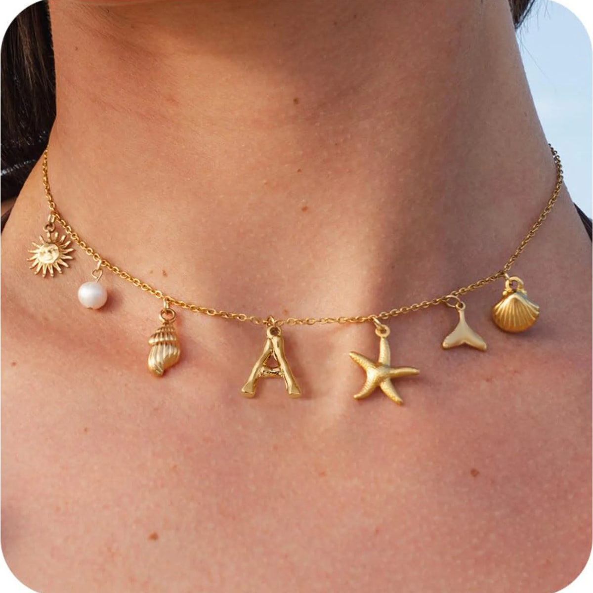 Axa Gold-Plated Multi-Charm Necklace