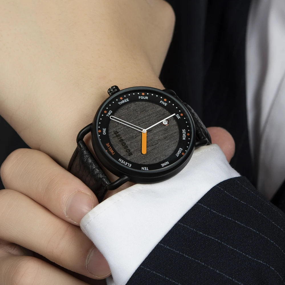black wristwatch