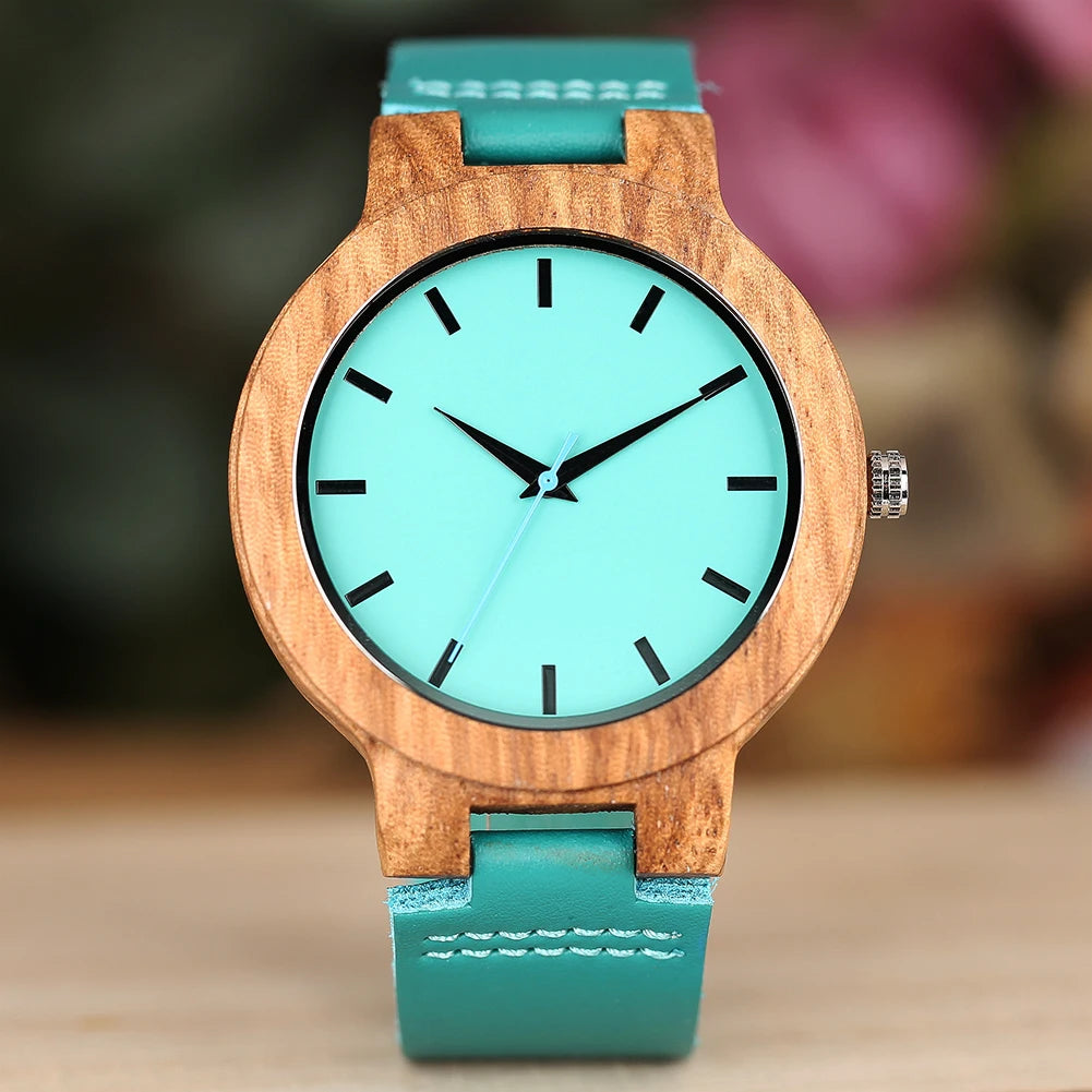 Wooden watch blue